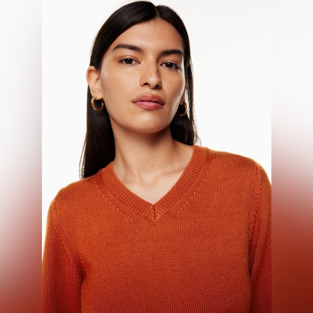 WILFRED FREE (Aritzia) Palomino Sweater, Merino Wool. Copper Red. Small fits XS - Picture 3 of 10